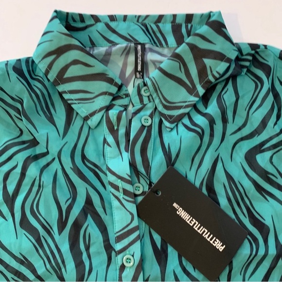 PrettyLittleThing Zebra Print Beach Shirt - Picture 6 of 8